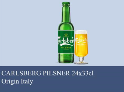   CARLSBERG PILSNER 24x33cl, origin Italy