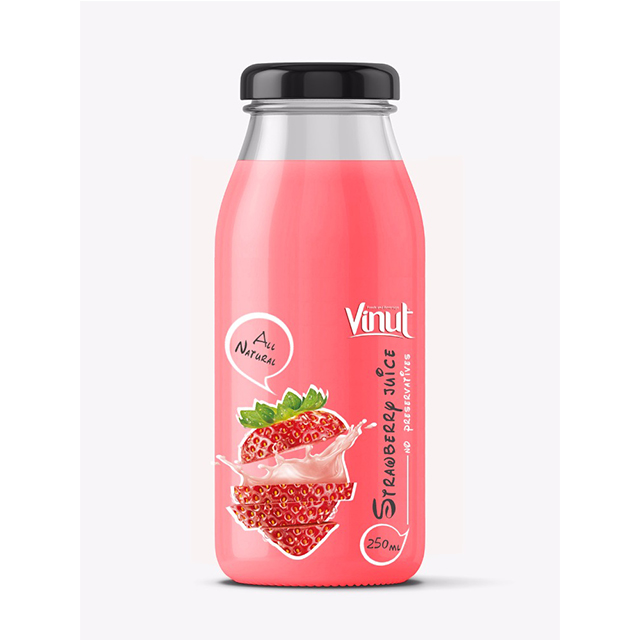 Fruit Juice drink with fresh Strawberry juice 250ml Glass bottle