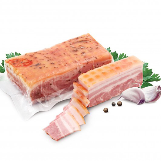 Hot smoked pork ears “Dūzgės”/pork ham/chopped flank, in vacuum, 200g