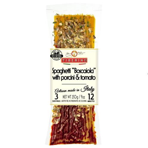Spaghetti Boscaiola with porcini tomato sauce - 250g, Italy, cereal, TIBERINO
