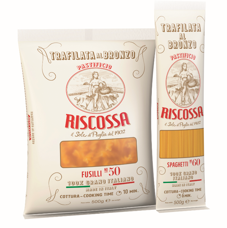 Italian pasta Spaghetti Riscossa Bronze Cut 100% Italian durum wheat Italy