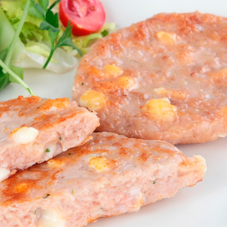Chicken & turkey burgers with different flavours such as only meat, cheese, spinach, carrot | Nobles