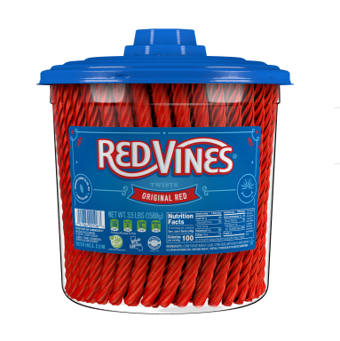 Red Vines Original Red Sweet and Soft Licorice Candy 3.5LB Jar Licorice Gummy Candy 