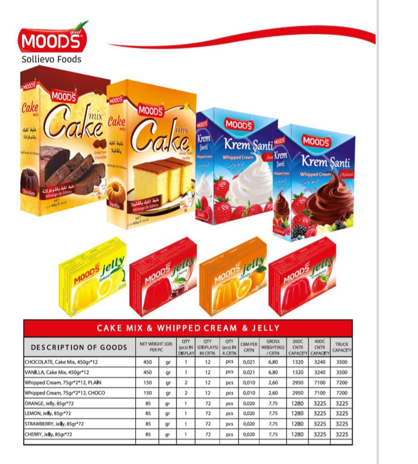 MOODS Sollievo Foods Cake Mix & Whipped Cream & Jelly & Pudding