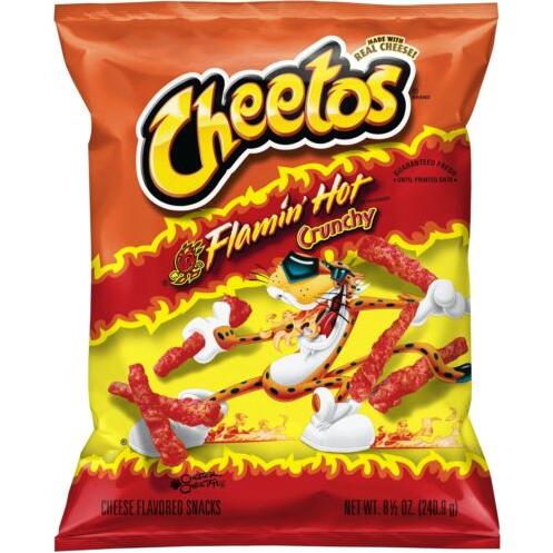  Cheetos Cheese Flavored Snacks Chips, Crunchy Flamin' Hot, 9.5 Ounce