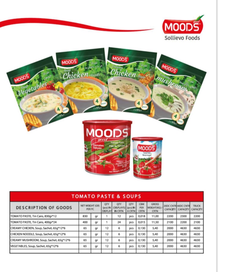 MOODS Sollievo Foods Instant Powder Drinks & Tomato Paste & Soups