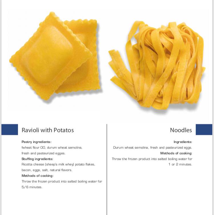 Sell Italian frozen pasta/noodles