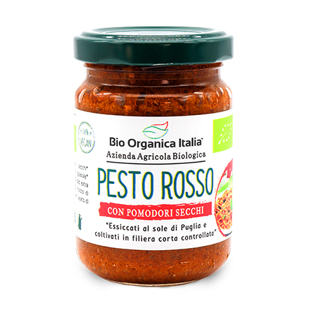 Organic Red Pesto Sundried Tomato Sauce Glass Jar Condiment 140g