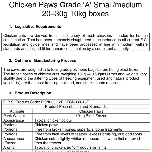 chicken paw grade A，clean，good color