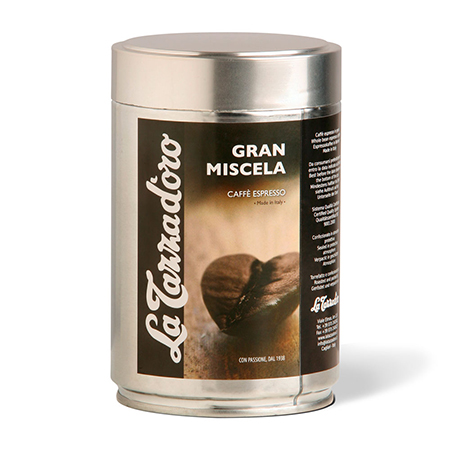 GRAN MISCELA Espresso blend whole beans with coffee origins from Brasil, Ethiopia and India, Italy, La Tazza d'oro srl