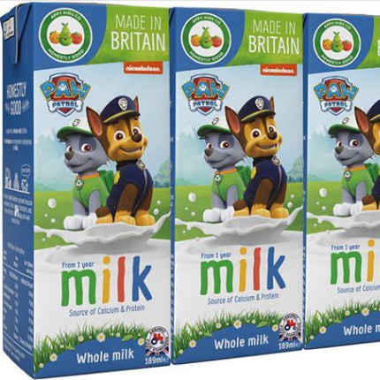 Paw Patrol Milk from Morrisons（whole milk, chocolate, strawberry)  Children's Drink