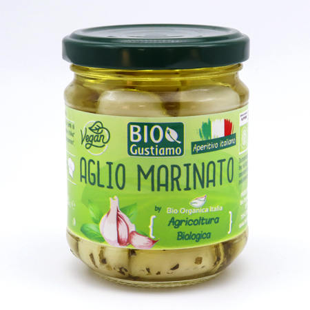 Organic Marinated Garlic in Oil Glass Jar Condiment 190g