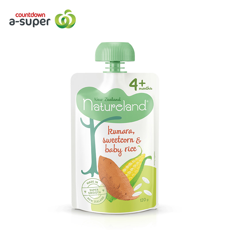 Natureland infant's complementary sweet potato & sweet corn paste 120g