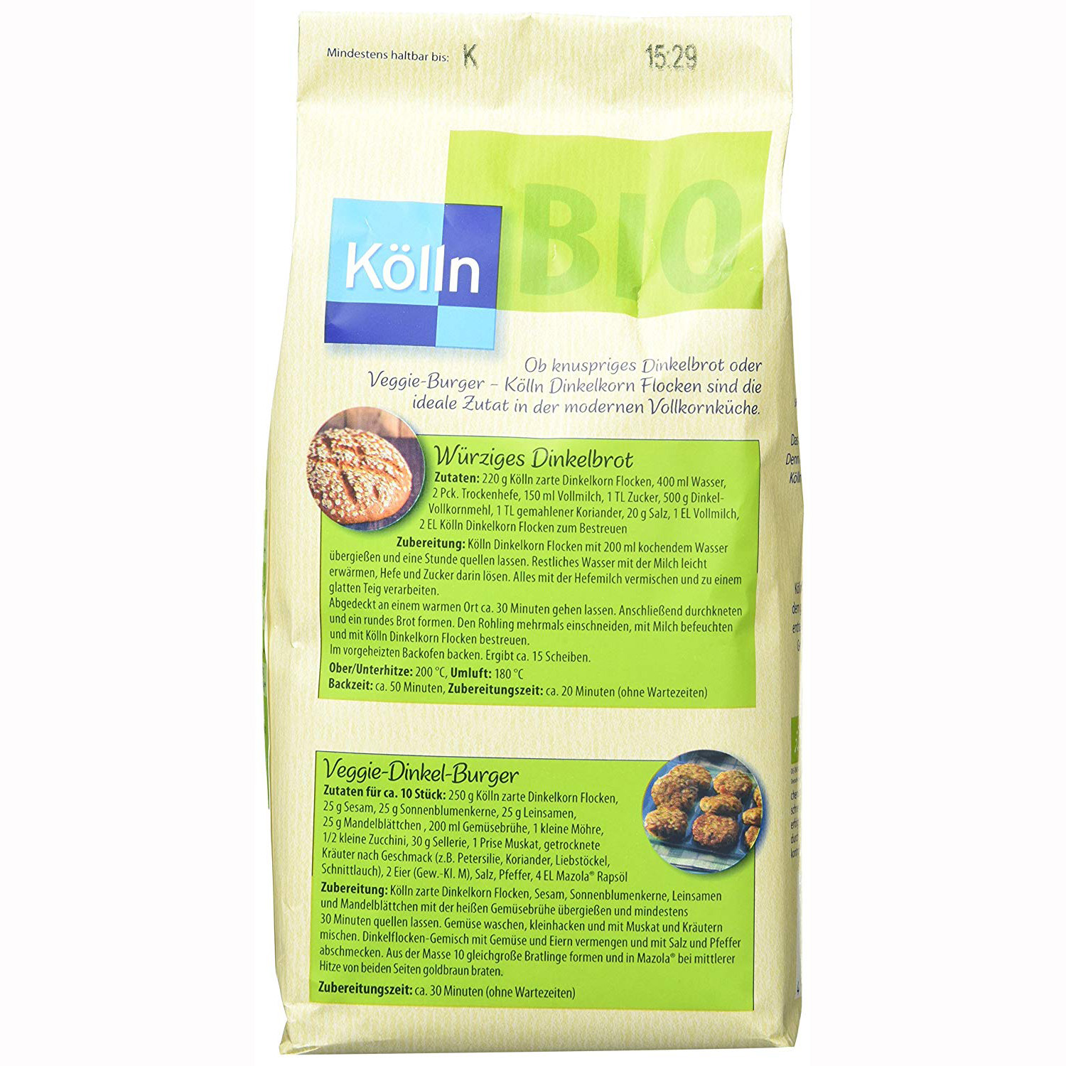 Kölln organic spelt grain flakes tender Cereal Products