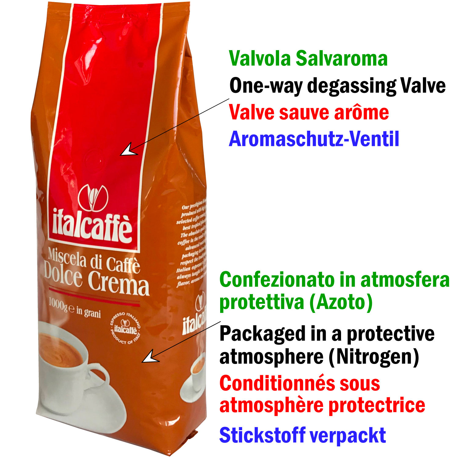 Dolce Crema Espresso Coffee Beans 1kg Italcaffè