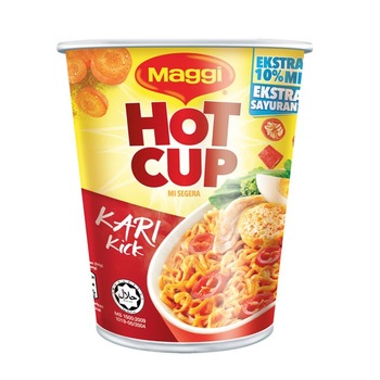Maggi Hot Cup Instant Noodle Curry Kick Flavor Soup